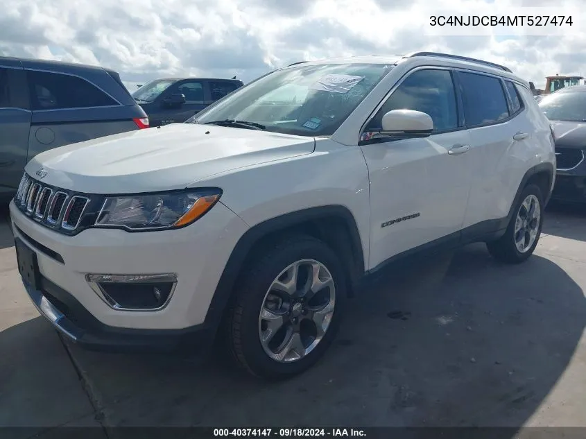 2021 Jeep Compass Limited VIN: 3C4NJDCB4MT527474 Lot: 40374147