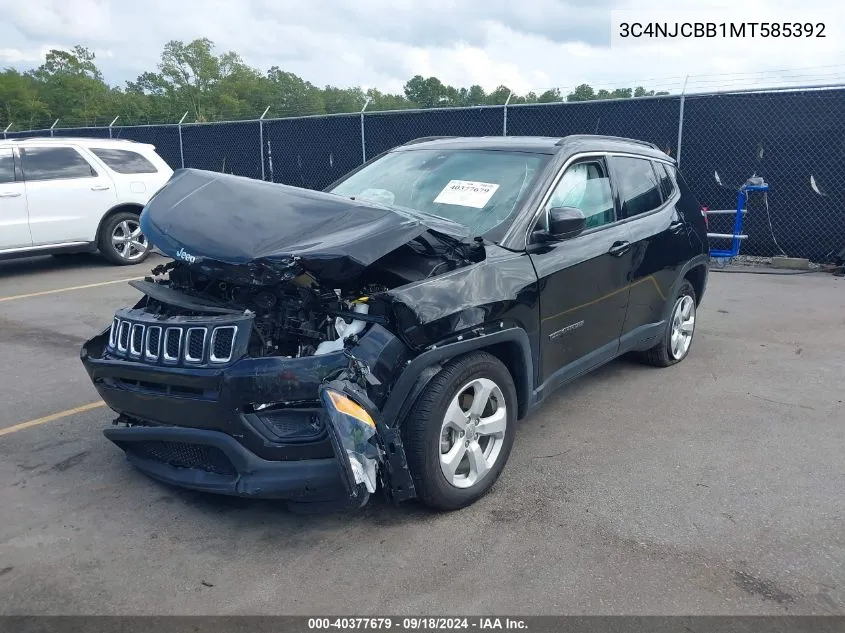 2021 Jeep Compass Latitude Fwd VIN: 3C4NJCBB1MT585392 Lot: 40377679