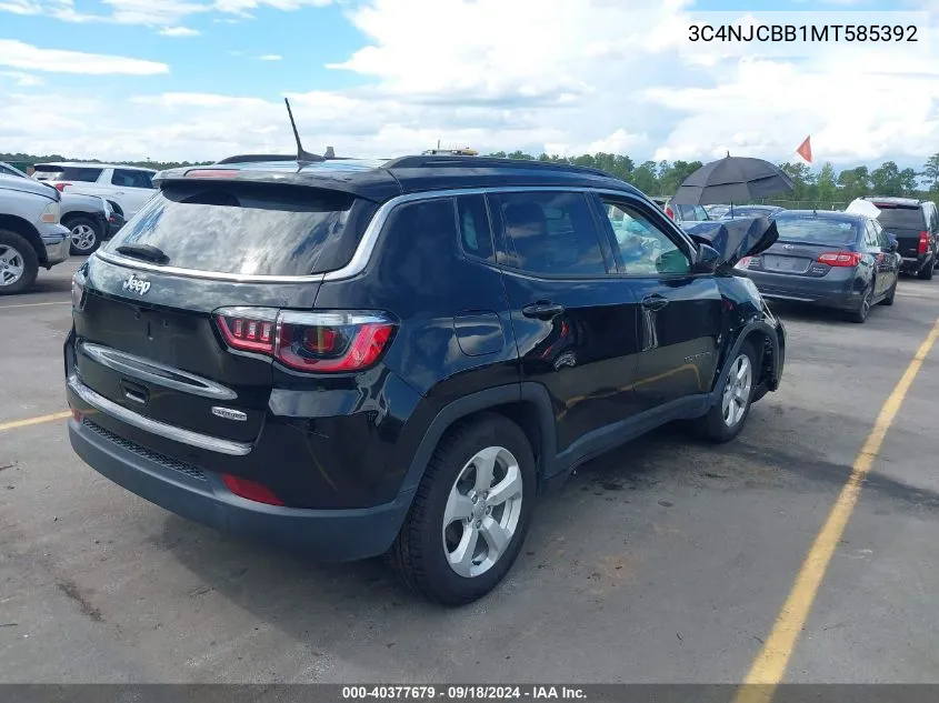 2021 Jeep Compass Latitude Fwd VIN: 3C4NJCBB1MT585392 Lot: 40377679