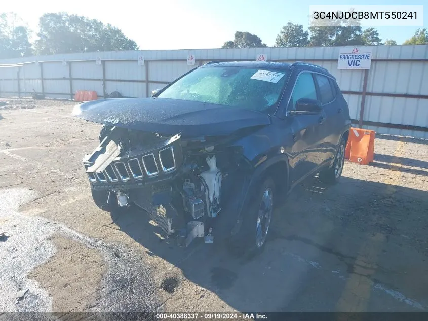 2021 Jeep Compass Limited 4X4 VIN: 3C4NJDCB8MT550241 Lot: 40388337