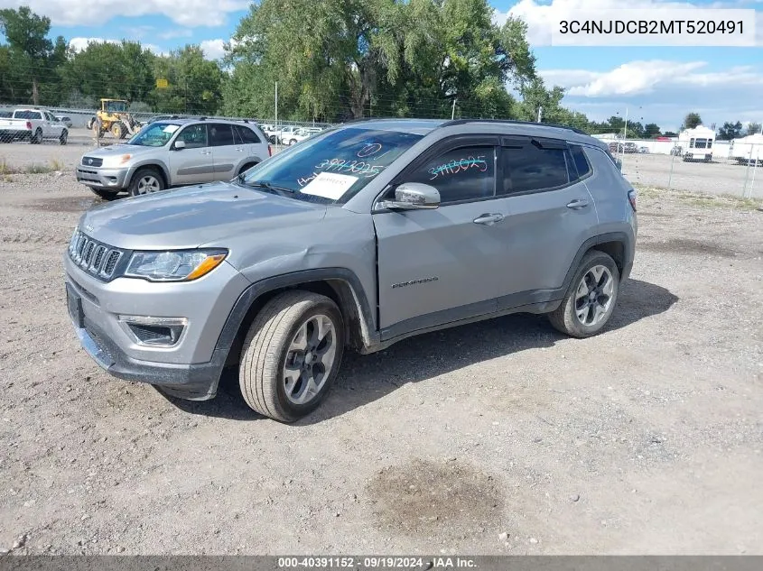 2021 Jeep Compass Limited 4X4 VIN: 3C4NJDCB2MT520491 Lot: 40391152