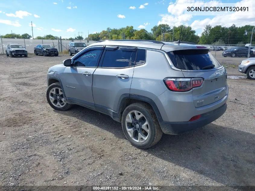 2021 Jeep Compass Limited 4X4 VIN: 3C4NJDCB2MT520491 Lot: 40391152