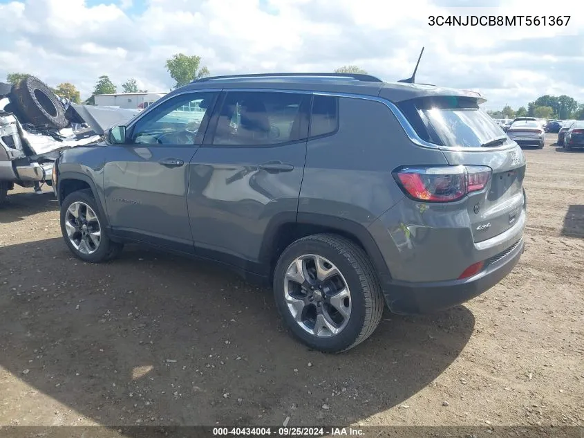 2021 Jeep Compass Limited 4X4 VIN: 3C4NJDCB8MT561367 Lot: 40434004