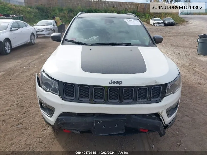 2021 Jeep Compass Trailhawk 4X4 VIN: 3C4NJDDB9MT514802 Lot: 40470115