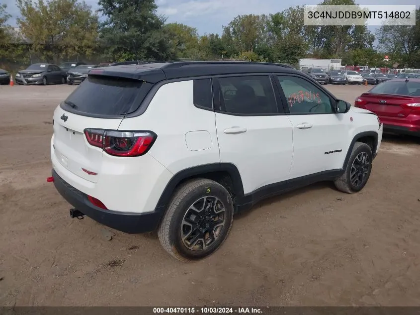 2021 Jeep Compass Trailhawk 4X4 VIN: 3C4NJDDB9MT514802 Lot: 40470115