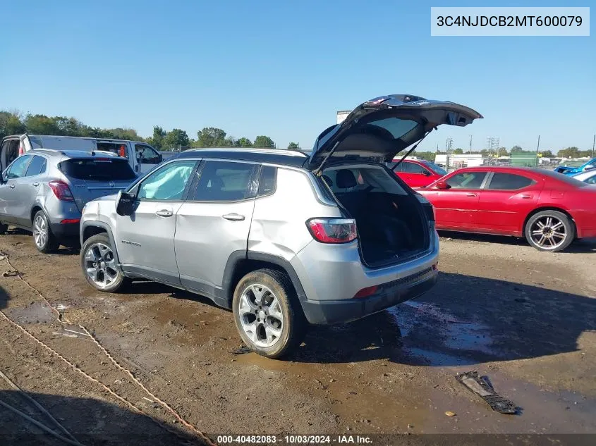 2021 Jeep Compass Limited 4X4 VIN: 3C4NJDCB2MT600079 Lot: 40482083