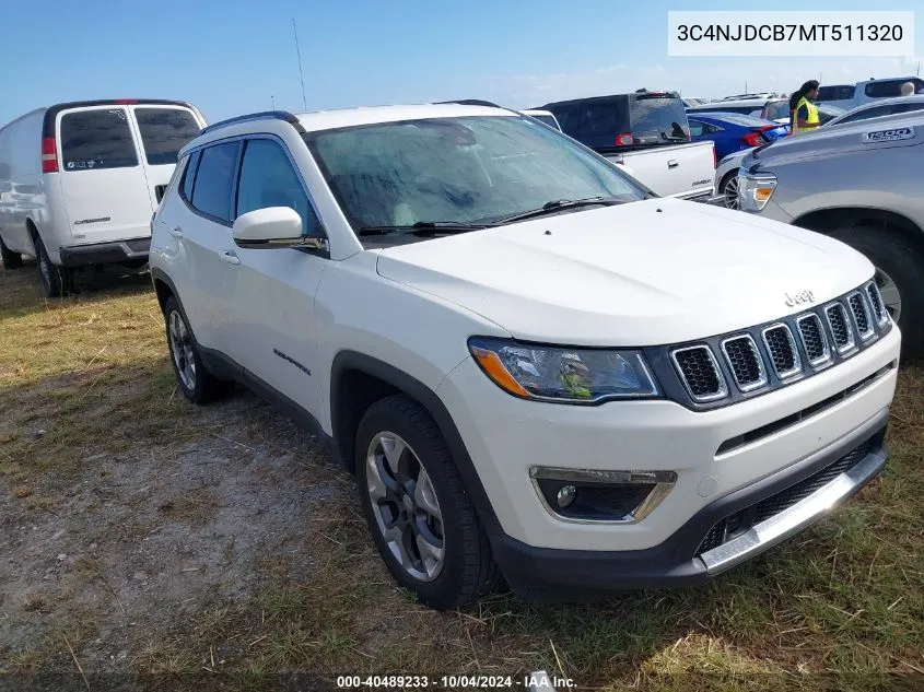 3C4NJDCB7MT511320 2021 Jeep Compass Limited 4X4