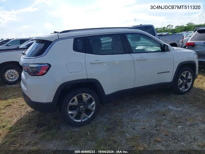 3C4NJDCB7MT511320 2021 Jeep Compass Limited 4X4