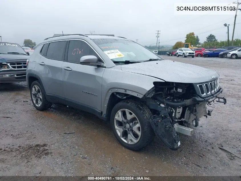 2021 Jeep Compass Limited 4X4 VIN: 3C4NJDCB8MT515103 Lot: 40490761