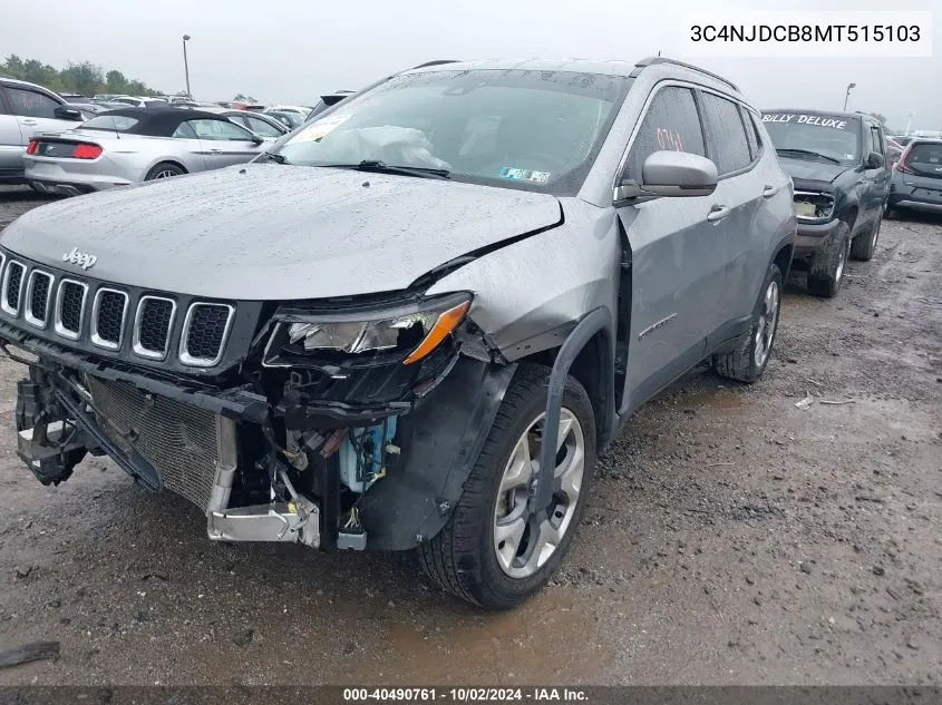 2021 Jeep Compass Limited 4X4 VIN: 3C4NJDCB8MT515103 Lot: 40490761