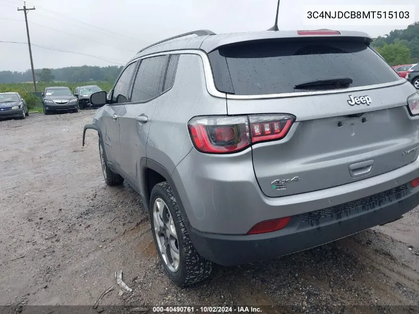 2021 Jeep Compass Limited 4X4 VIN: 3C4NJDCB8MT515103 Lot: 40490761