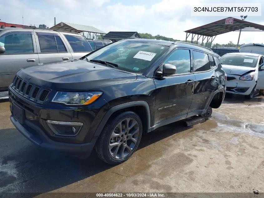 2021 Jeep Compass 80Th Anniversary Fwd VIN: 3C4NJCEB7MT567703 Lot: 40504622