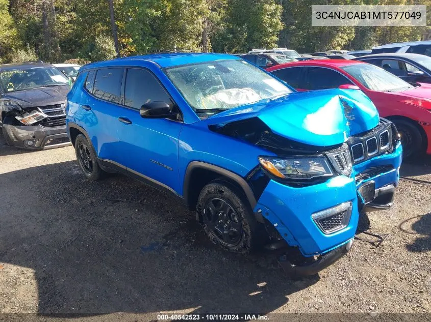 2021 Jeep Compass Sport Fwd VIN: 3C4NJCAB1MT577049 Lot: 40542523