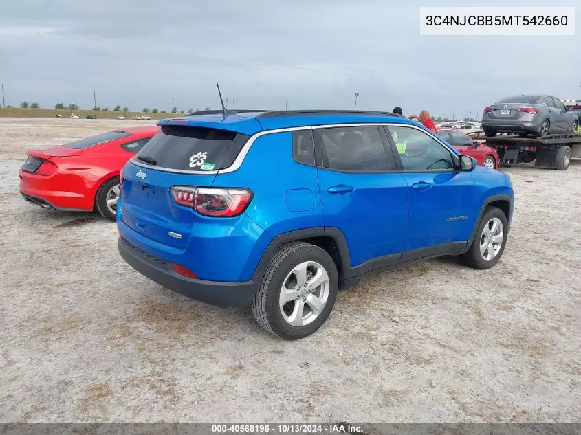 2021 Jeep Compass Latitude Fwd VIN: 3C4NJCBB5MT542660 Lot: 40568196