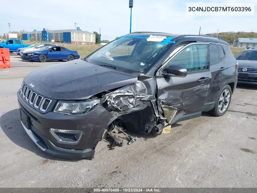 2021 Jeep Compass Limited 4X4 VIN: 3C4NJDCB7MT603396 Lot: 40570405