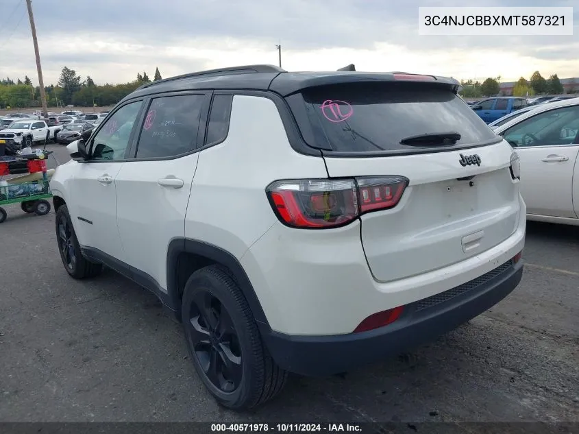 2021 Jeep Compass Altitude Fwd VIN: 3C4NJCBBXMT587321 Lot: 40571978