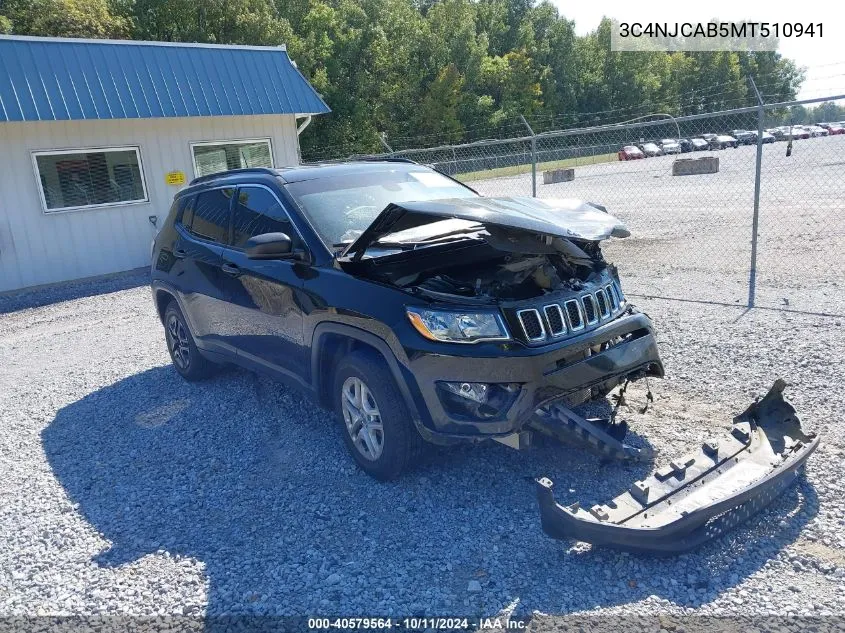 2021 Jeep Compass Sport Fwd VIN: 3C4NJCAB5MT510941 Lot: 40579564