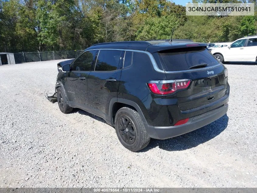 2021 Jeep Compass Sport Fwd VIN: 3C4NJCAB5MT510941 Lot: 40579564