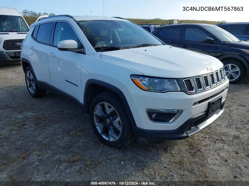 2021 Jeep Compass Limited VIN: 3C4NJDCB6MT567863 Lot: 40587476