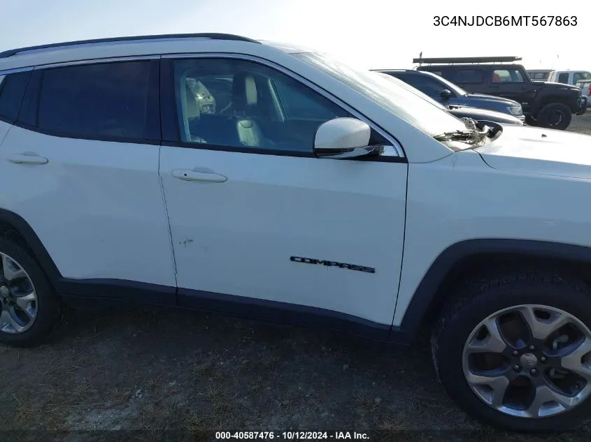 2021 Jeep Compass Limited VIN: 3C4NJDCB6MT567863 Lot: 40587476