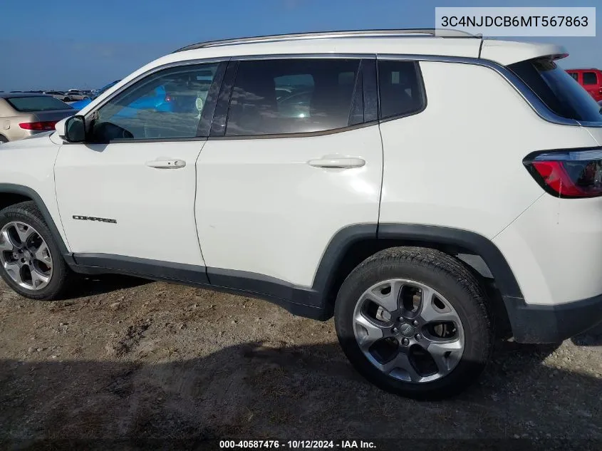 2021 Jeep Compass Limited VIN: 3C4NJDCB6MT567863 Lot: 40587476