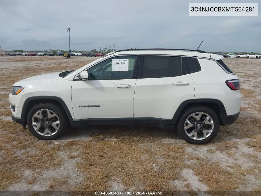 2021 Jeep Compass Limited Fwd VIN: 3C4NJCCBXMT564281 Lot: 40602483