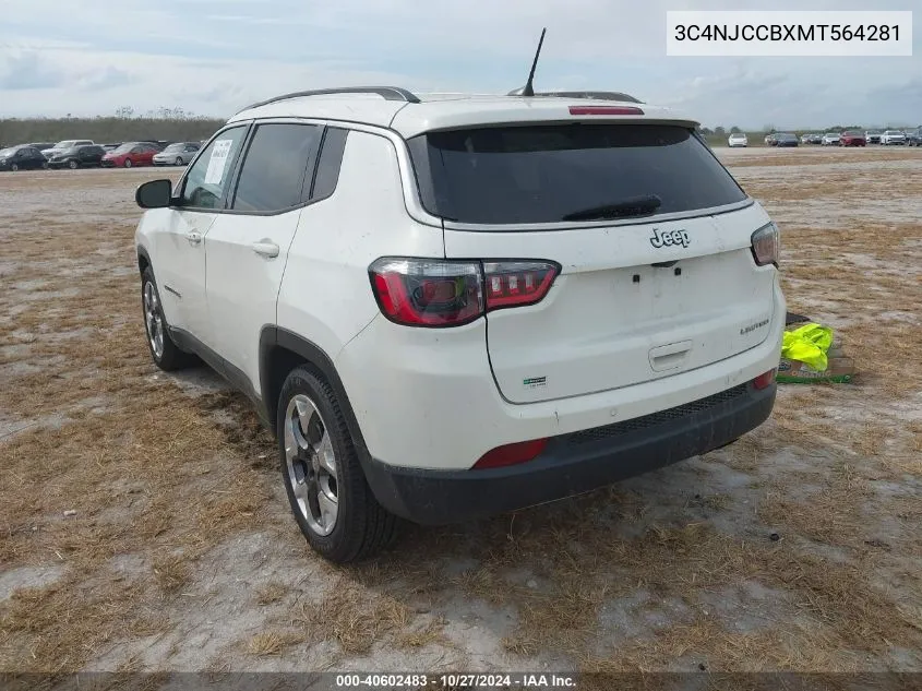 2021 Jeep Compass Limited Fwd VIN: 3C4NJCCBXMT564281 Lot: 40602483