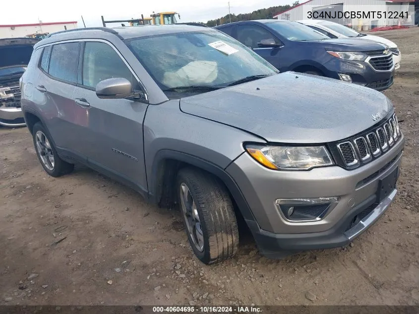 2021 Jeep Compass Limited 4X4 VIN: 3C4NJDCB5MT512241 Lot: 40604695