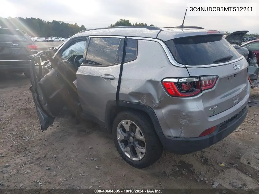 2021 Jeep Compass Limited 4X4 VIN: 3C4NJDCB5MT512241 Lot: 40604695