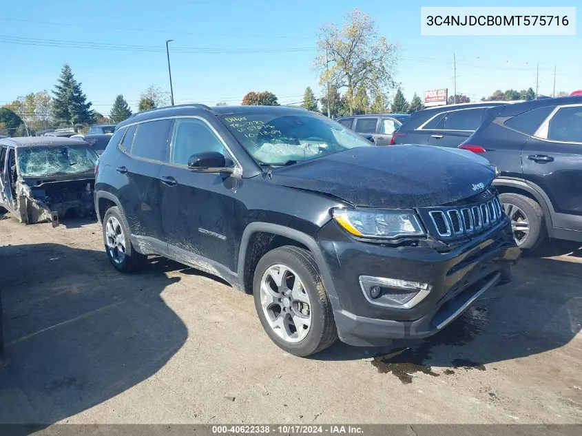 2021 Jeep Compass Limited 4X4 VIN: 3C4NJDCB0MT575716 Lot: 40622338