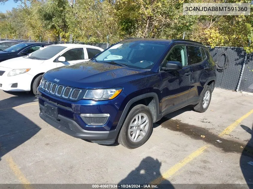 2021 Jeep Compass Sport VIN: 3C4NJDAB8MT591360 Lot: 40687934