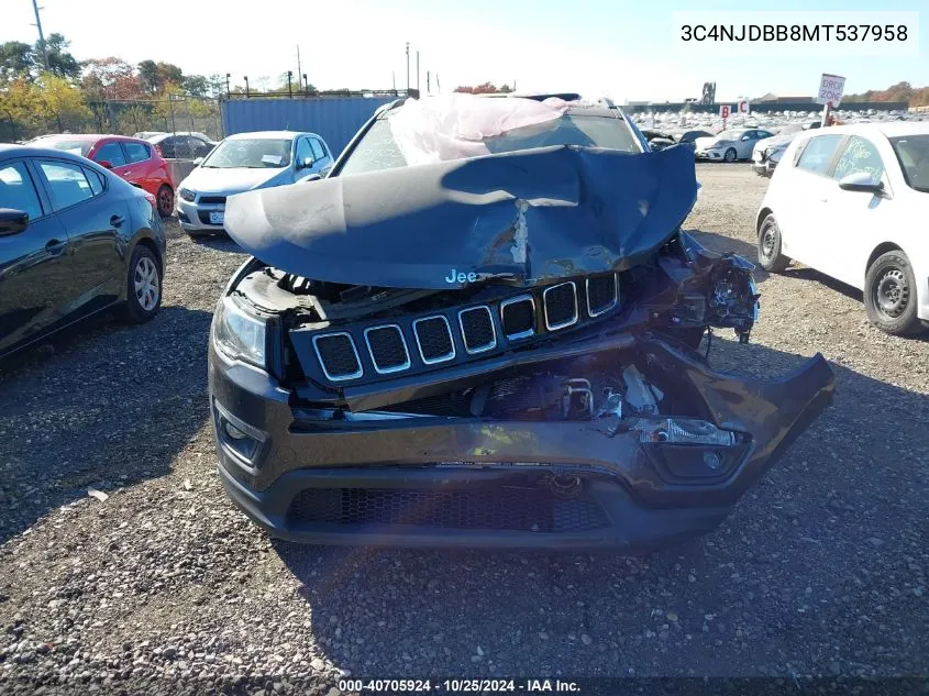 2021 Jeep Compass Latitude VIN: 3C4NJDBB8MT537958 Lot: 40705924