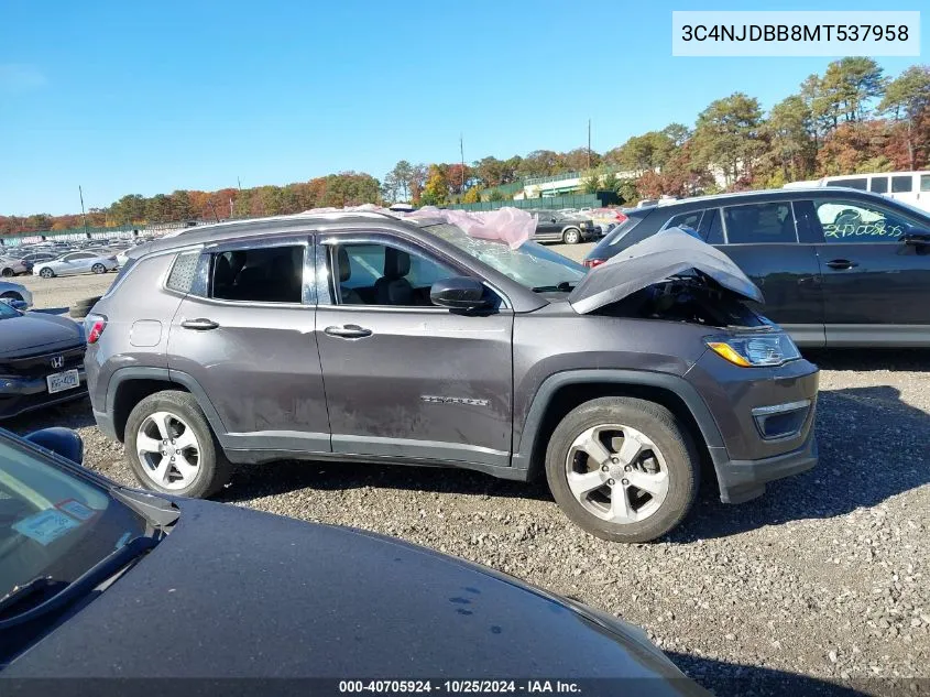 2021 Jeep Compass Latitude VIN: 3C4NJDBB8MT537958 Lot: 40705924