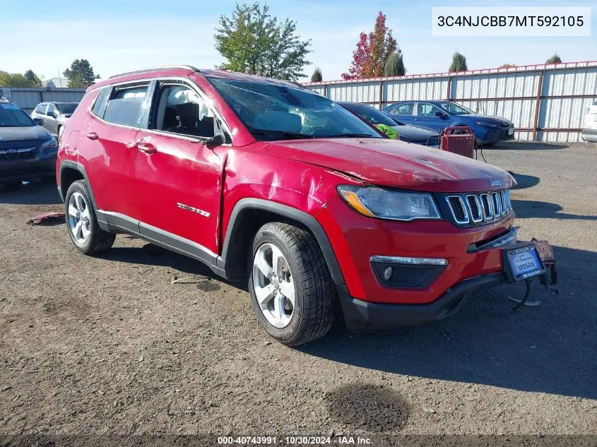 2021 Jeep Compass Latitude Fwd VIN: 3C4NJCBB7MT592105 Lot: 40743991