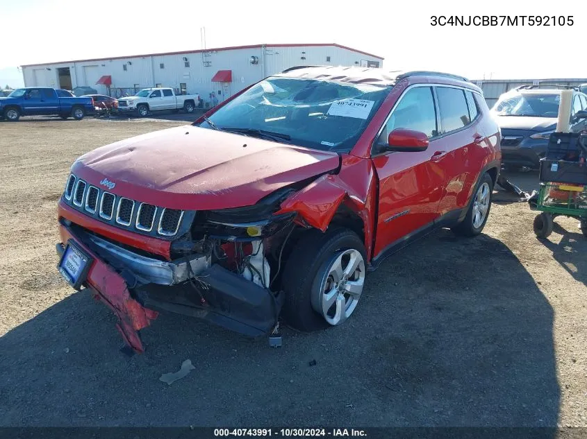 2021 Jeep Compass Latitude Fwd VIN: 3C4NJCBB7MT592105 Lot: 40743991