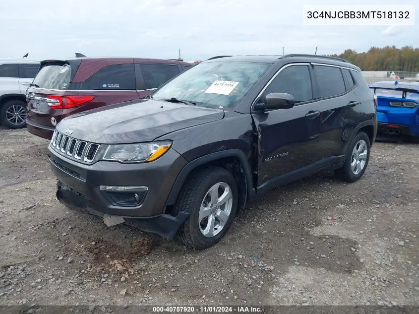 2021 Jeep Compass Latitude Fwd VIN: 3C4NJCBB3MT518132 Lot: 40757920