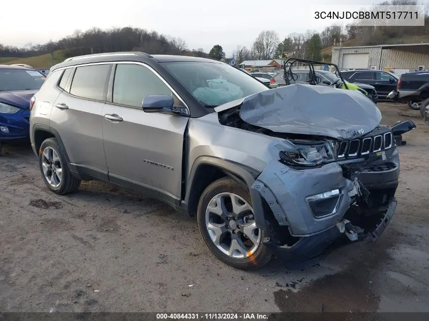 2021 Jeep Compass Limited 4X4 VIN: 3C4NJDCB8MT517711 Lot: 40844331