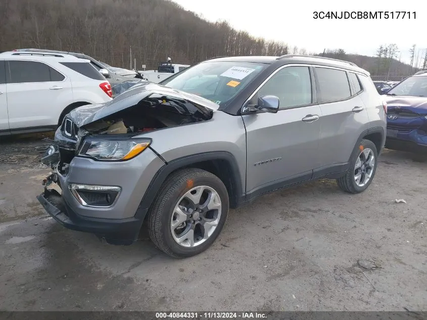 2021 Jeep Compass Limited 4X4 VIN: 3C4NJDCB8MT517711 Lot: 40844331