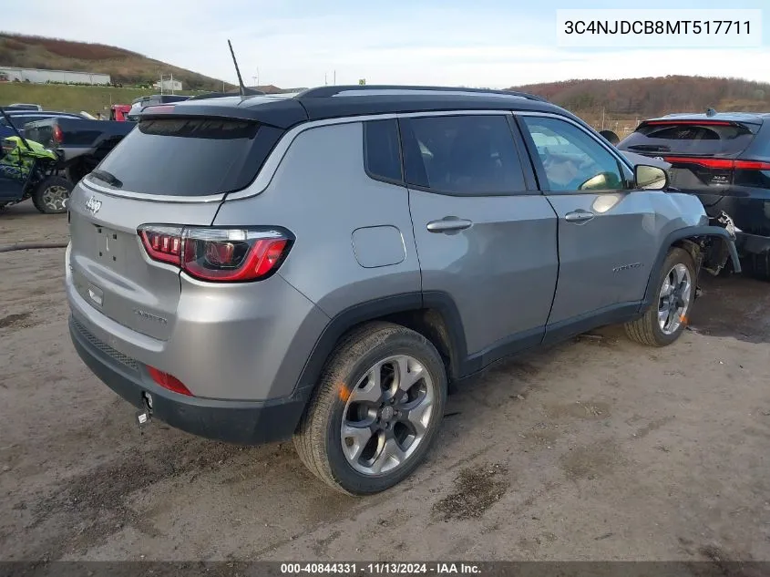 2021 Jeep Compass Limited 4X4 VIN: 3C4NJDCB8MT517711 Lot: 40844331