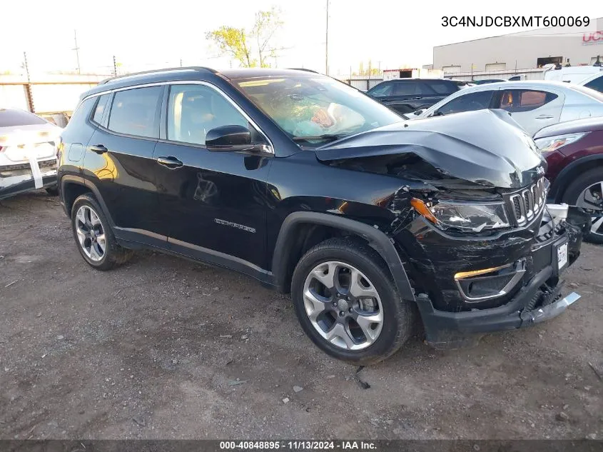 2021 Jeep Compass Limited 4X4 VIN: 3C4NJDCBXMT600069 Lot: 40848895