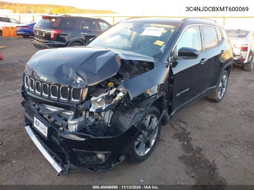 2021 Jeep Compass Limited 4X4 VIN: 3C4NJDCBXMT600069 Lot: 40848895