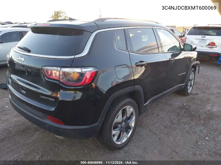 2021 Jeep Compass Limited 4X4 VIN: 3C4NJDCBXMT600069 Lot: 40848895