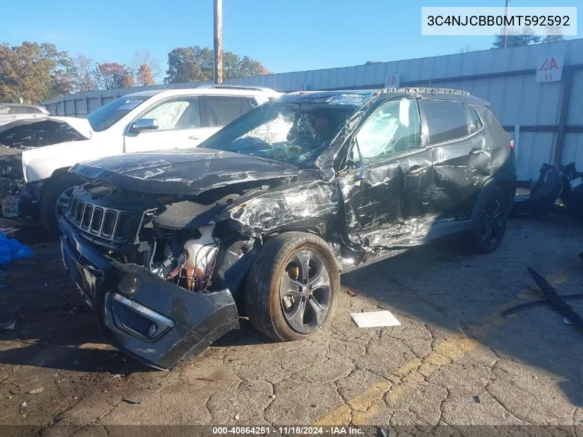 2021 Jeep Compass Altitude Fwd VIN: 3C4NJCBB0MT592592 Lot: 40864251