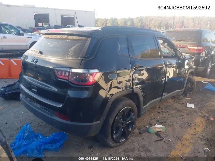 2021 Jeep Compass Altitude Fwd VIN: 3C4NJCBB0MT592592 Lot: 40864251