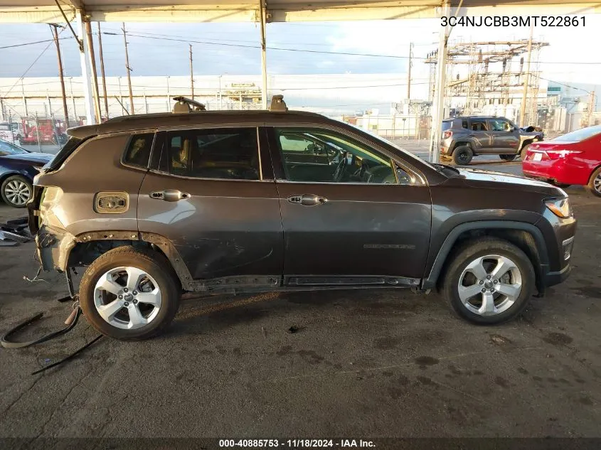 2021 Jeep Compass Latitude Fwd VIN: 3C4NJCBB3MT522861 Lot: 40885753