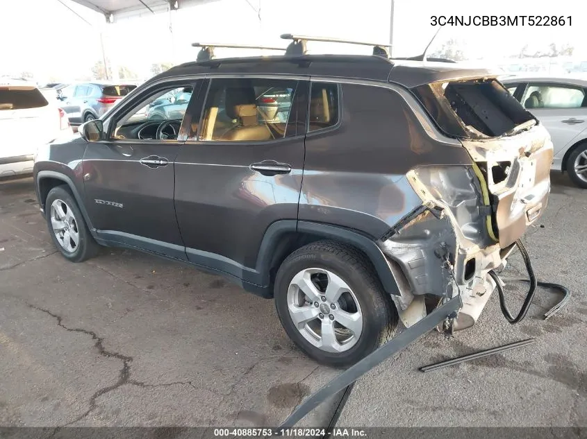 2021 Jeep Compass Latitude Fwd VIN: 3C4NJCBB3MT522861 Lot: 40885753