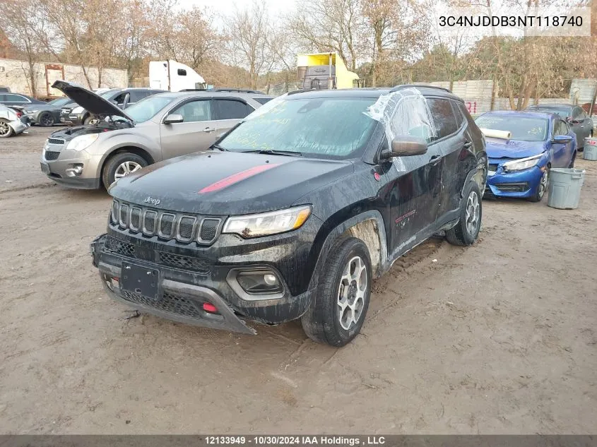 2022 Jeep Compass VIN: 3C4NJDDB3NT118740 Lot: 12133949