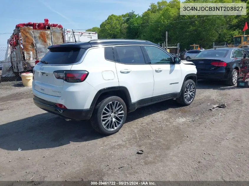 2022 Jeep Compass Limited 4X4 VIN: 3C4NJDCB3NT208827 Lot: 39461722