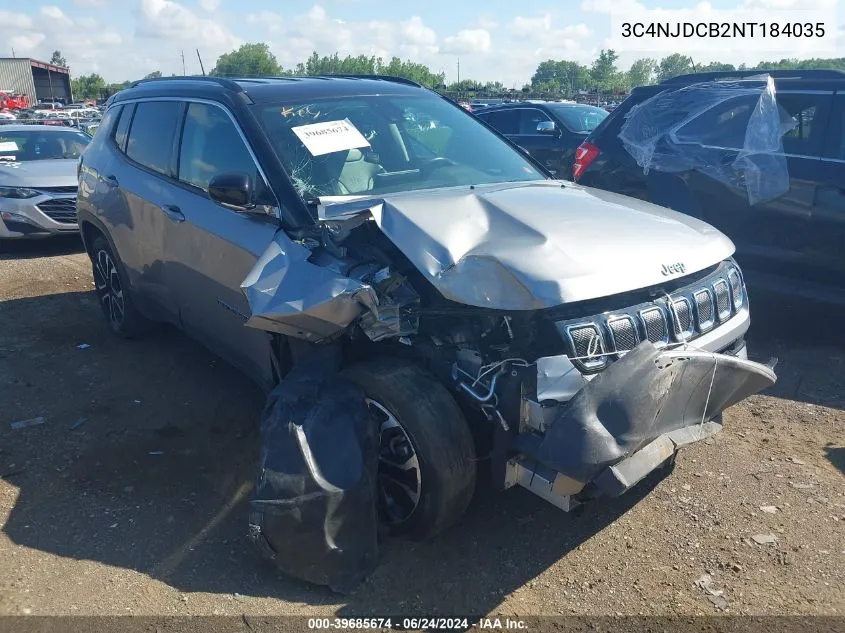 2022 Jeep Compass Limited 4X4 VIN: 3C4NJDCB2NT184035 Lot: 39685674