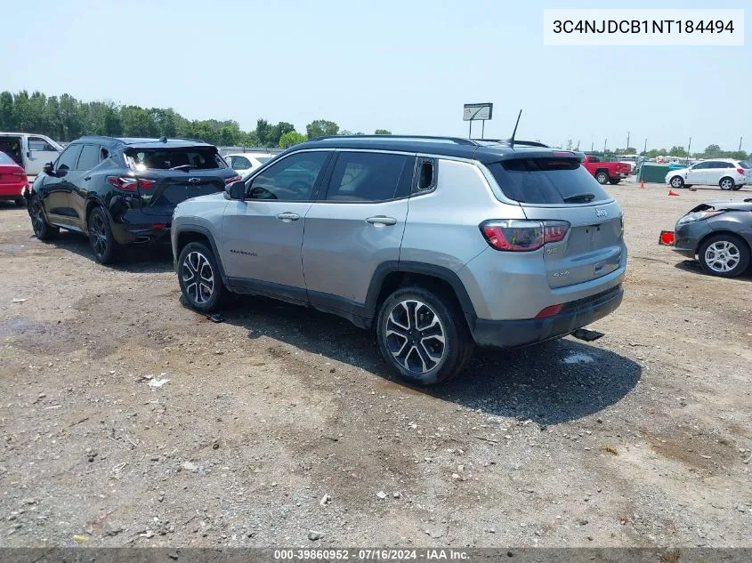 2022 Jeep Compass Limited 4X4 VIN: 3C4NJDCB1NT184494 Lot: 39860952